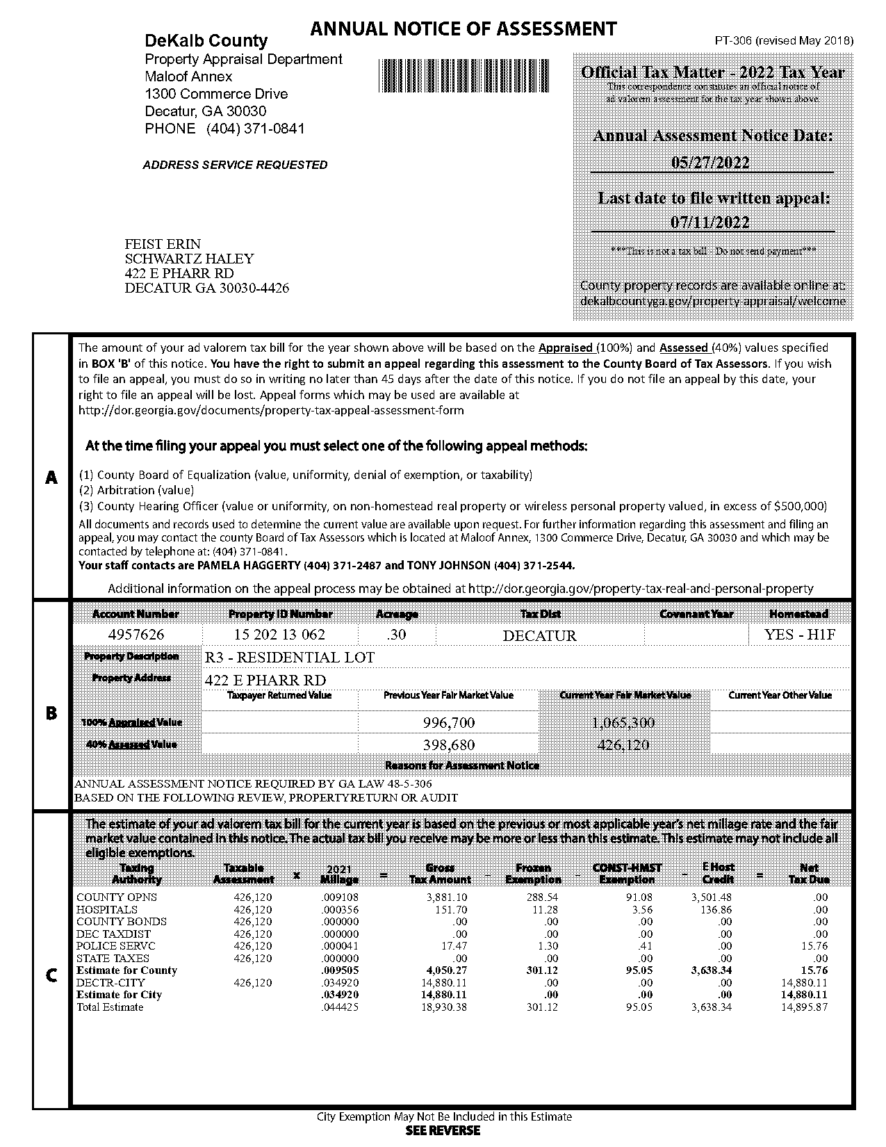 dekalb county personal property tax form