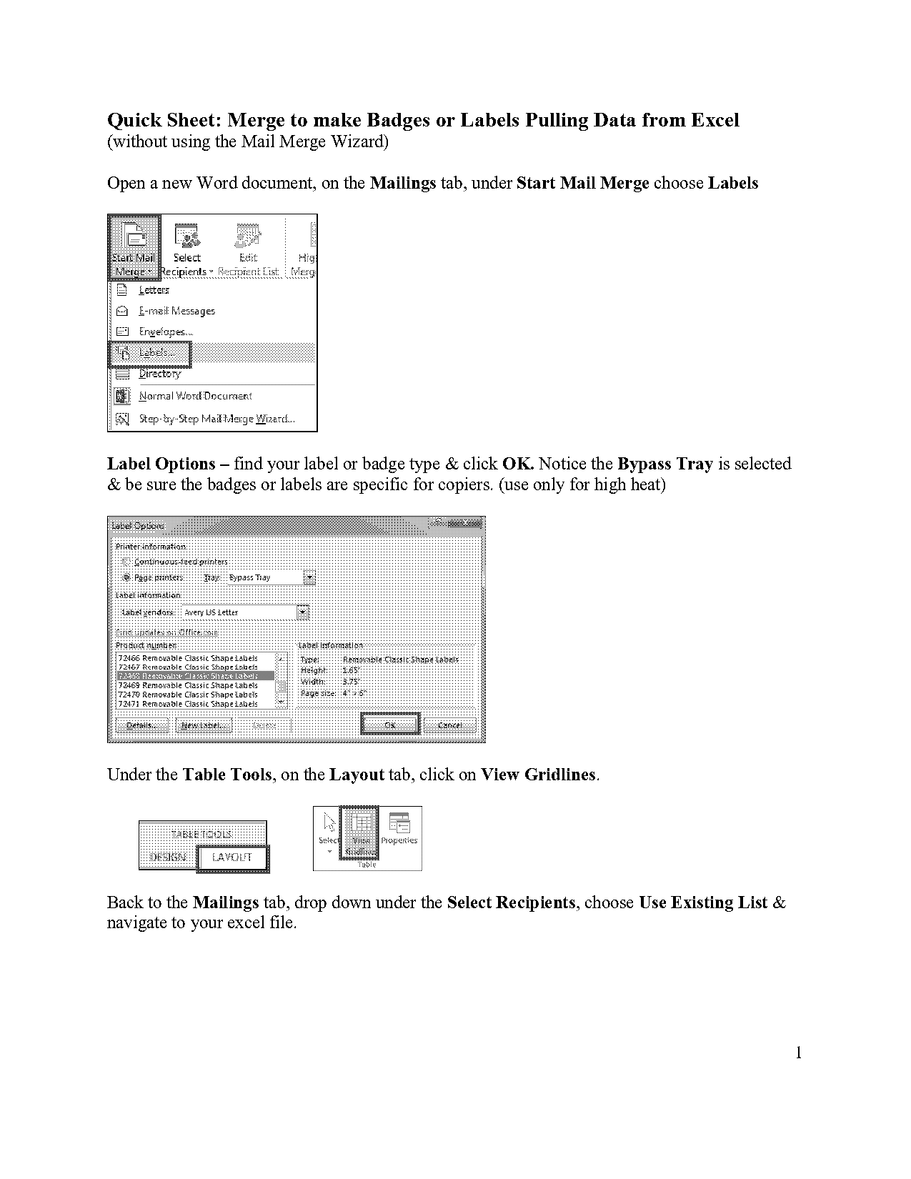 how to make an excel spreadsheet for labels