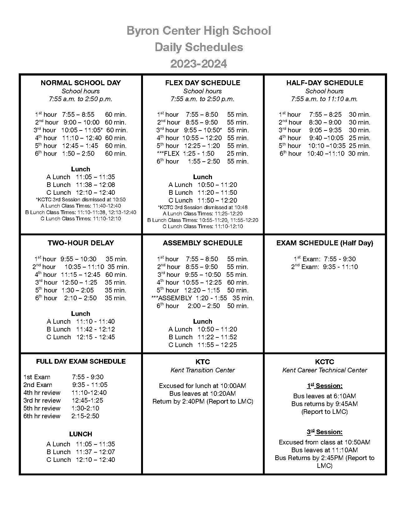 a day b day schedule bcps