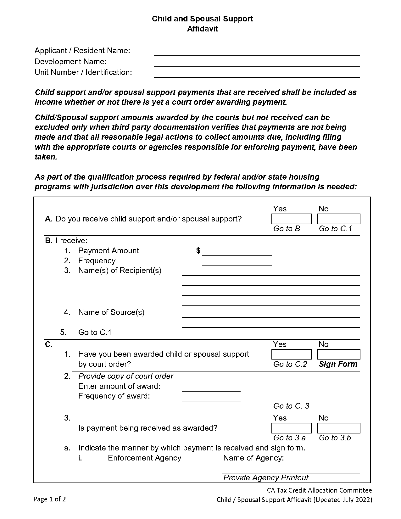 affidavit of support spouses