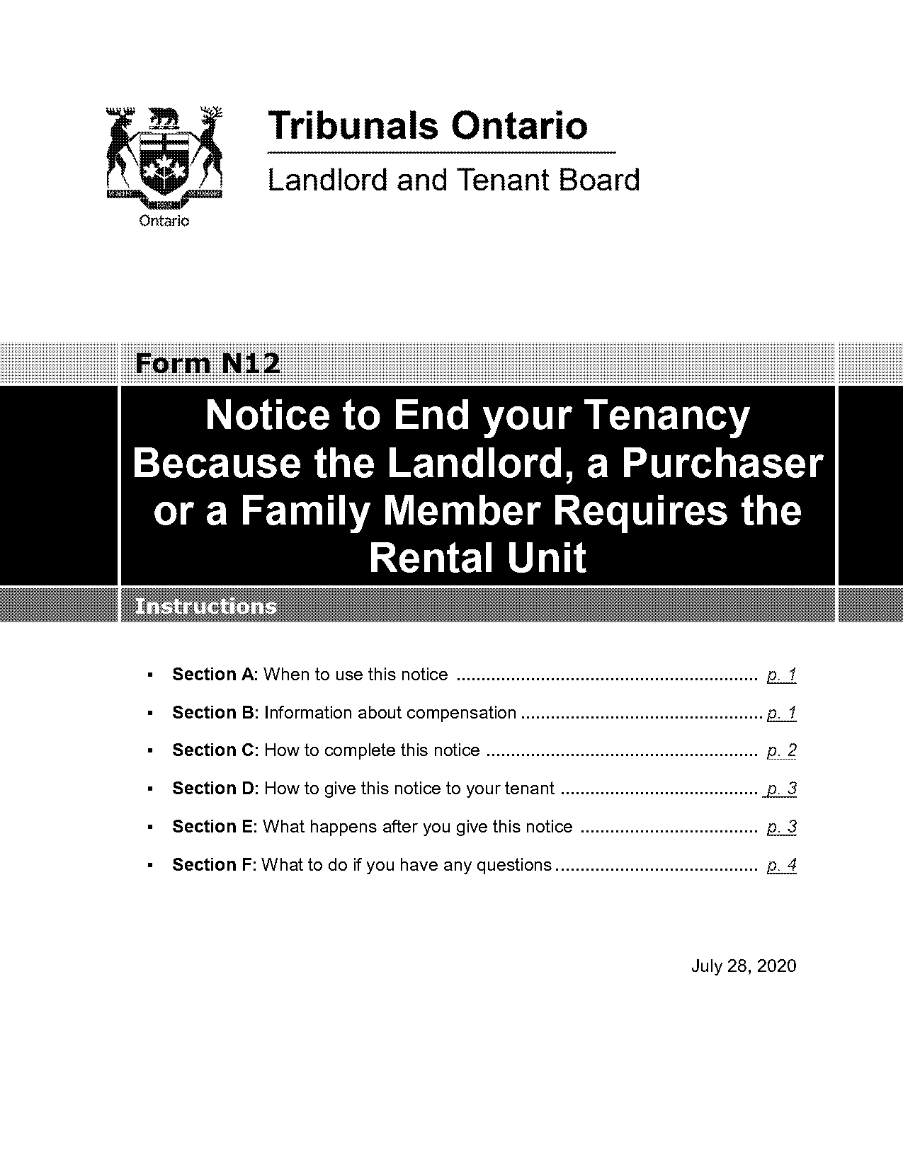 how to give notice to landlord ontario