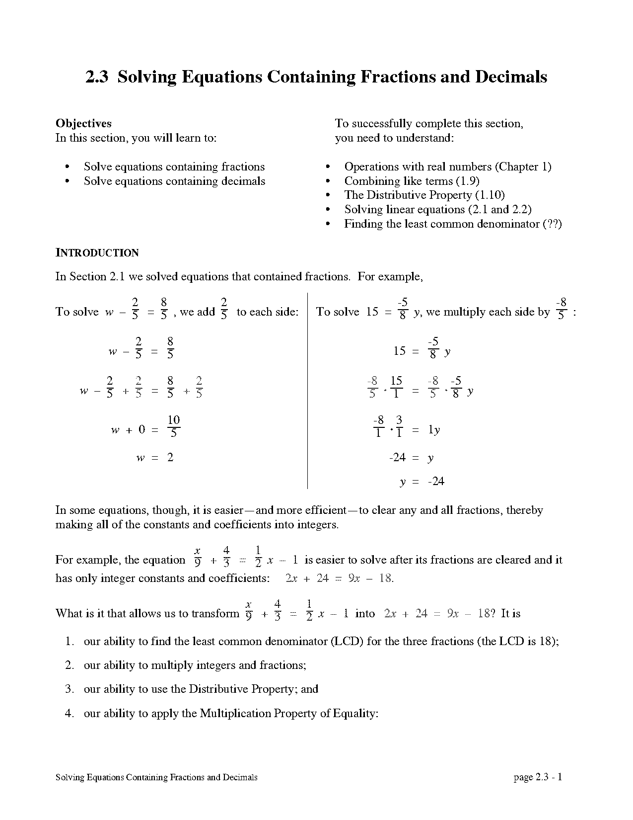 solving equations with fractions worksheets