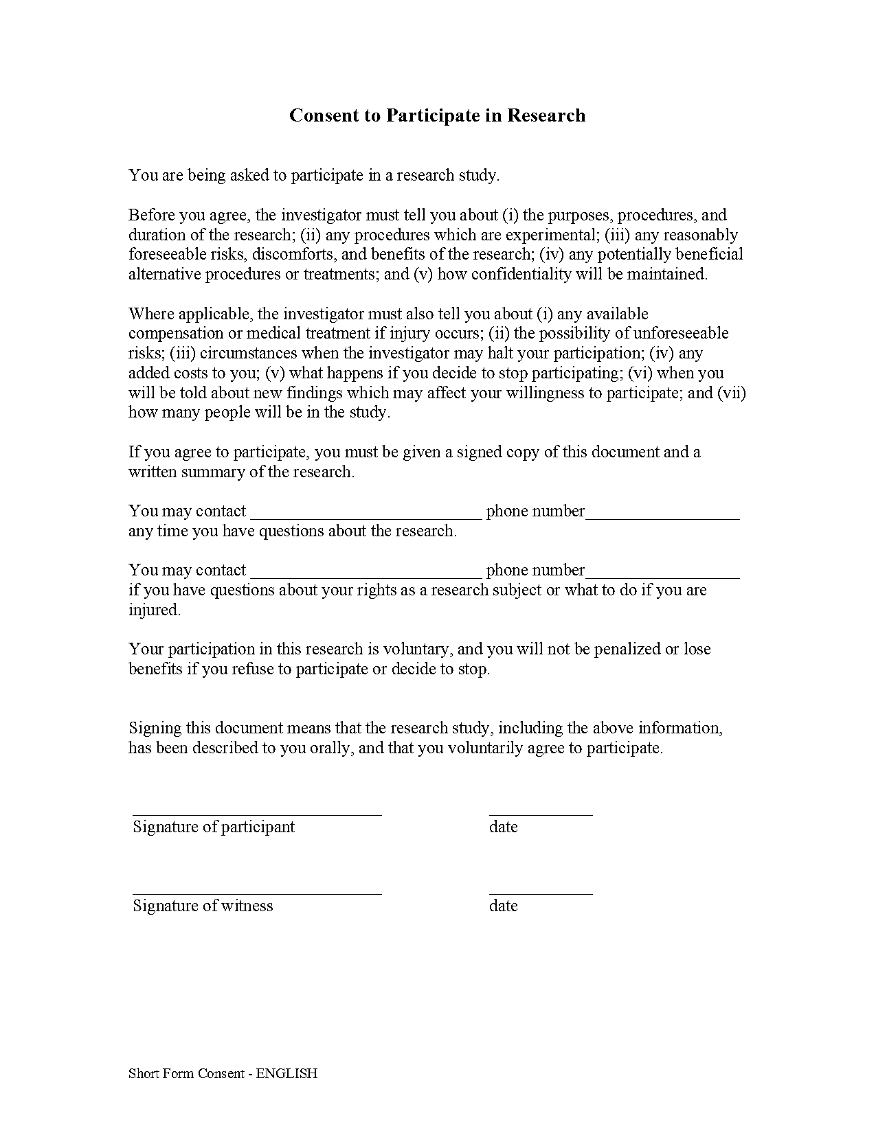 consent forms for research essays