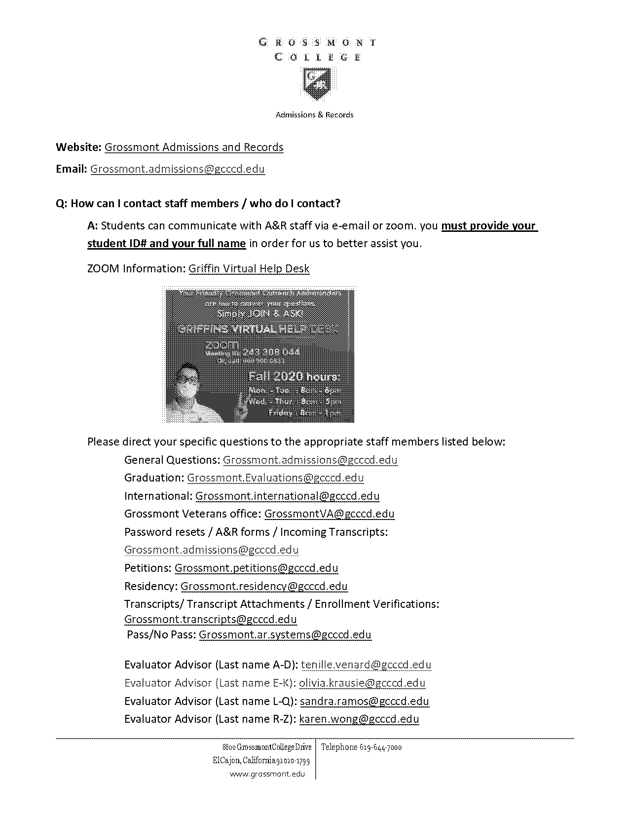 grossmont college transcript request form