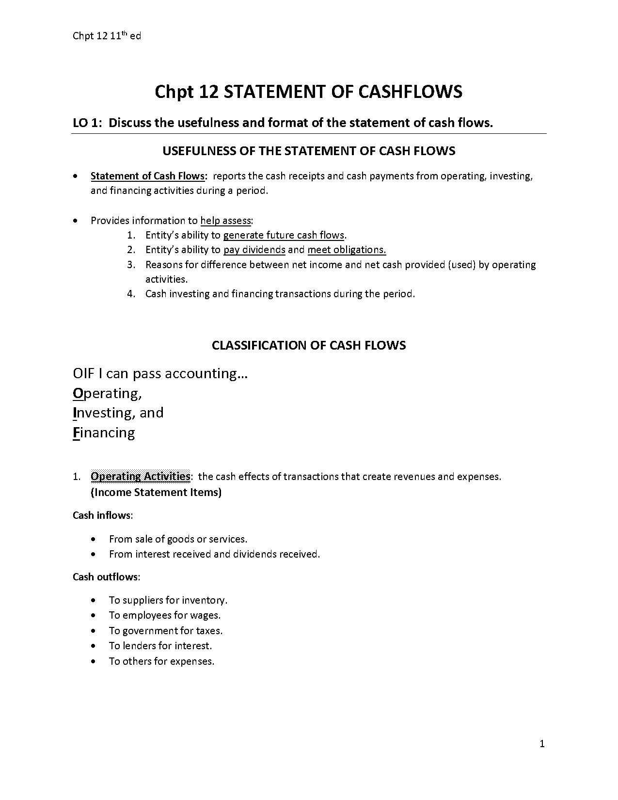 indirect method cash flow statement definition