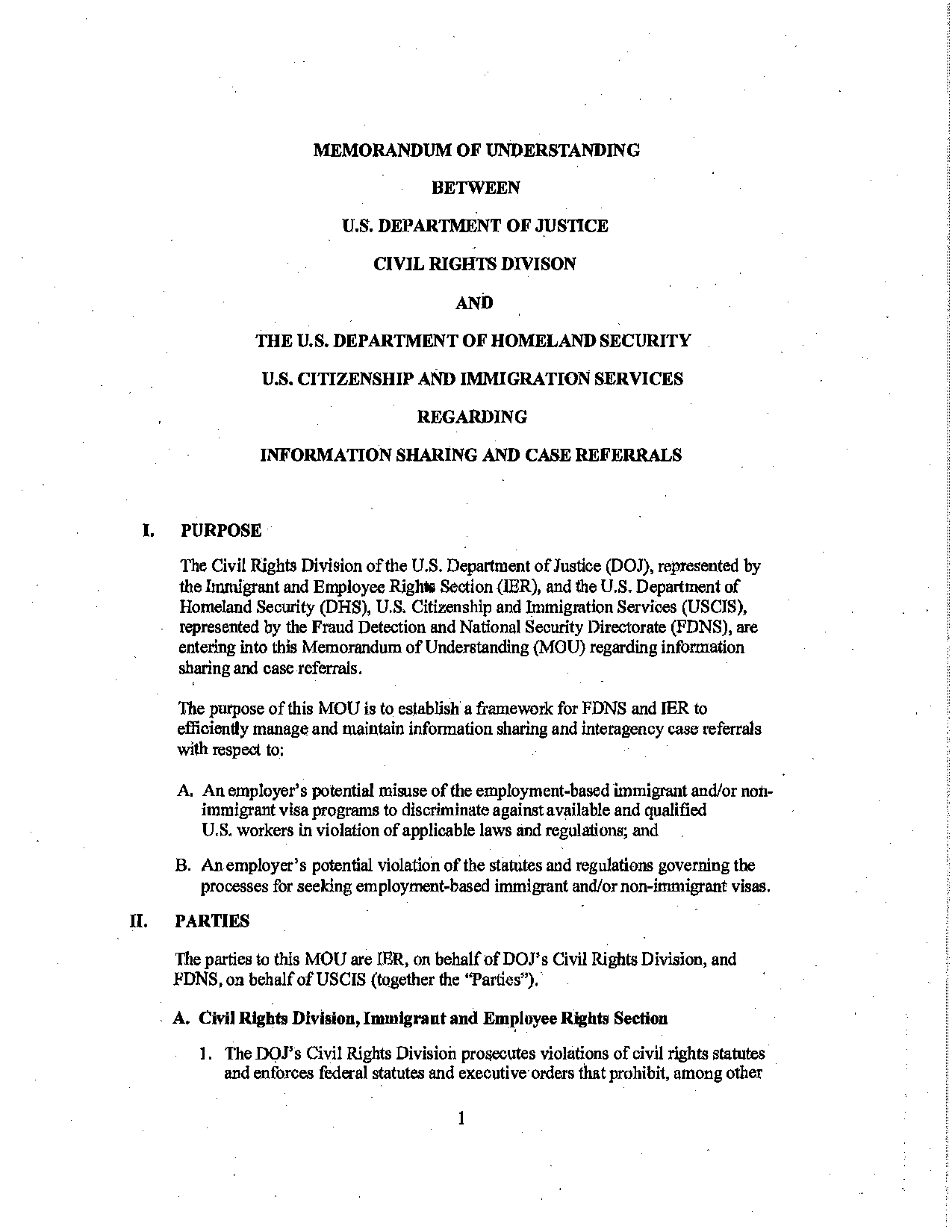 memorandum of understanding usa law