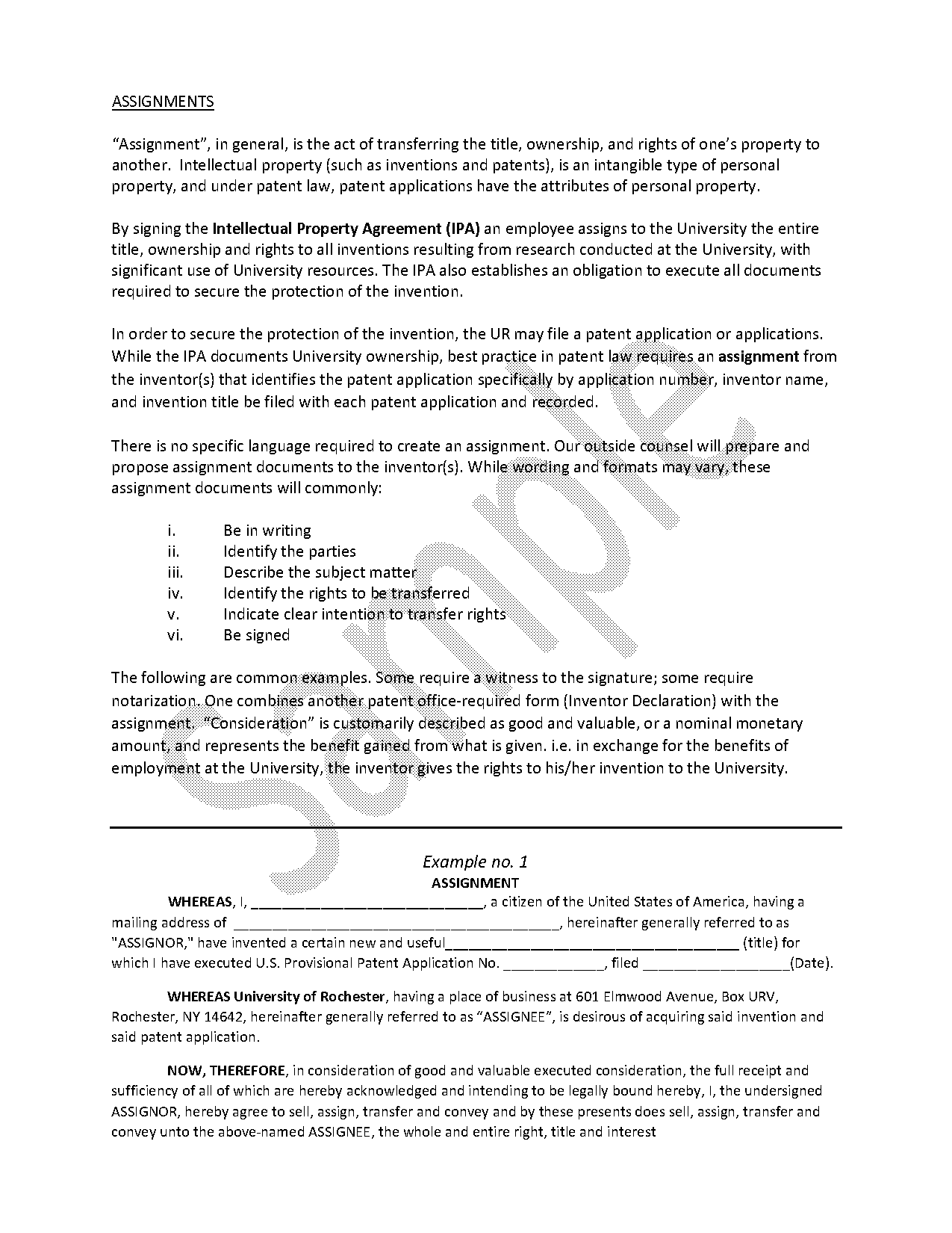 patent transfer agreement template