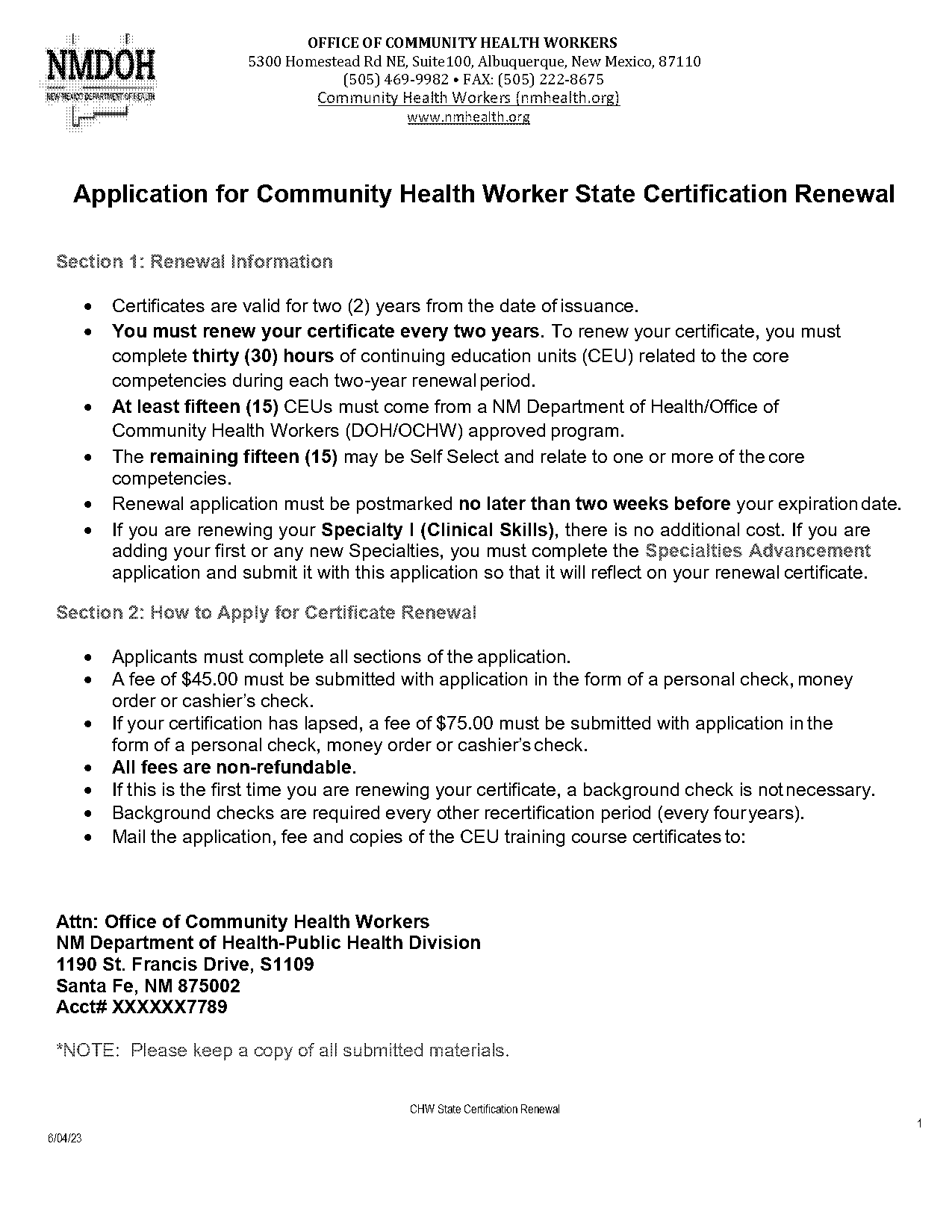 community health worker application form