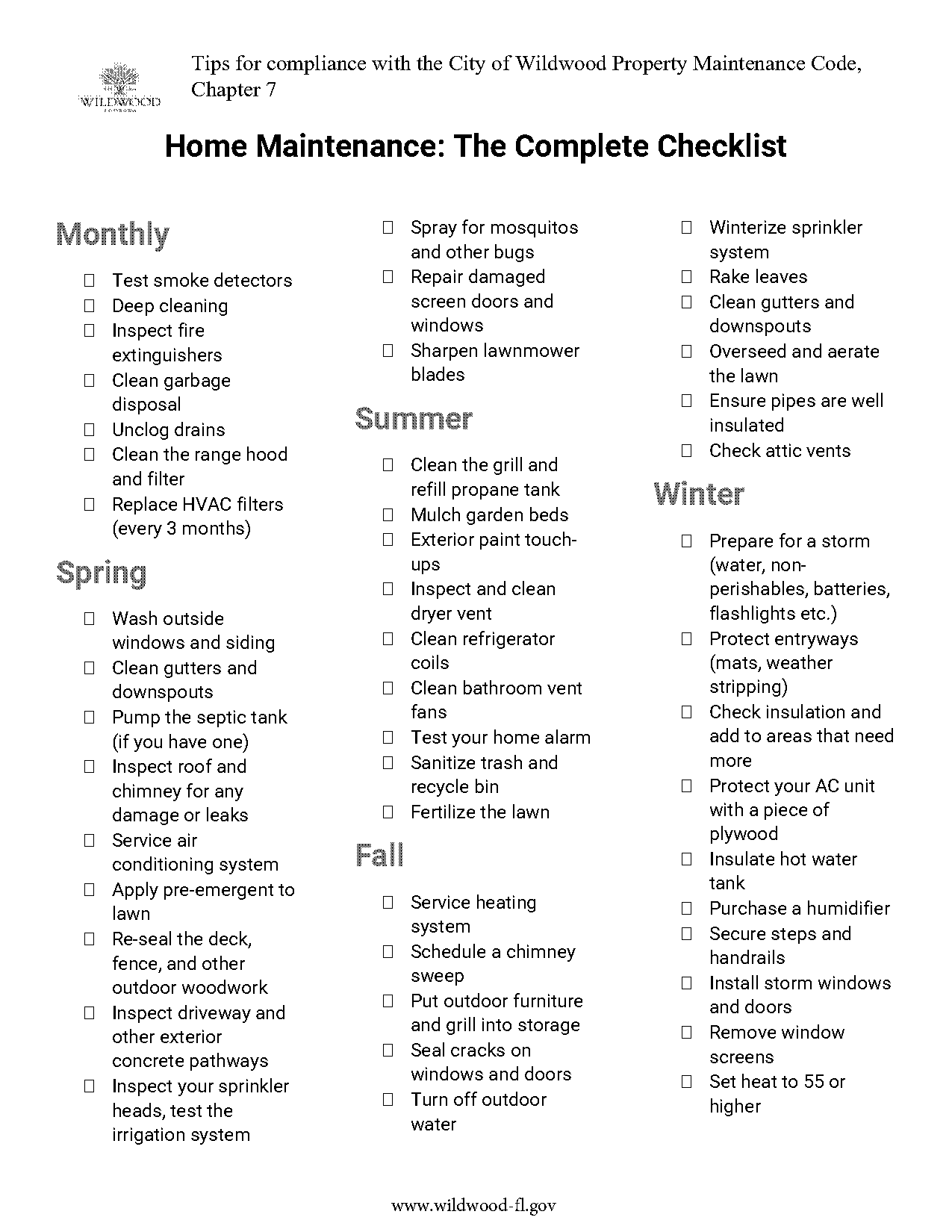 winter deep cleaning checklist