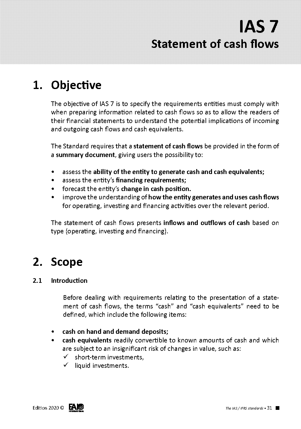 meaning and scope of cash flow statement