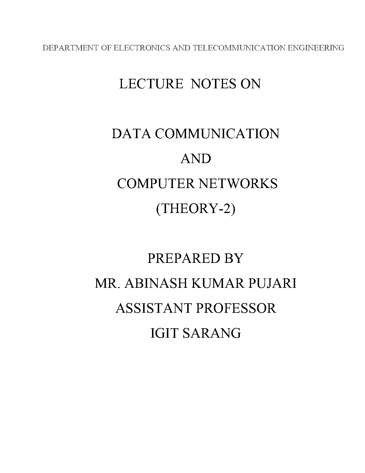 data communication and computer network notes pdf