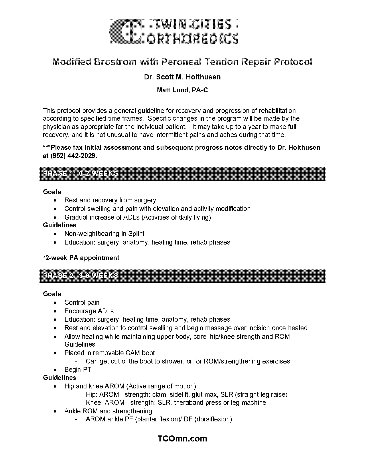 ankle tendon repair protocol