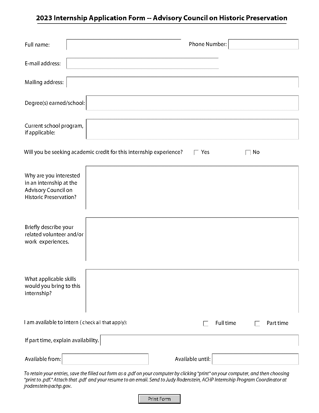 application of internship form pdf