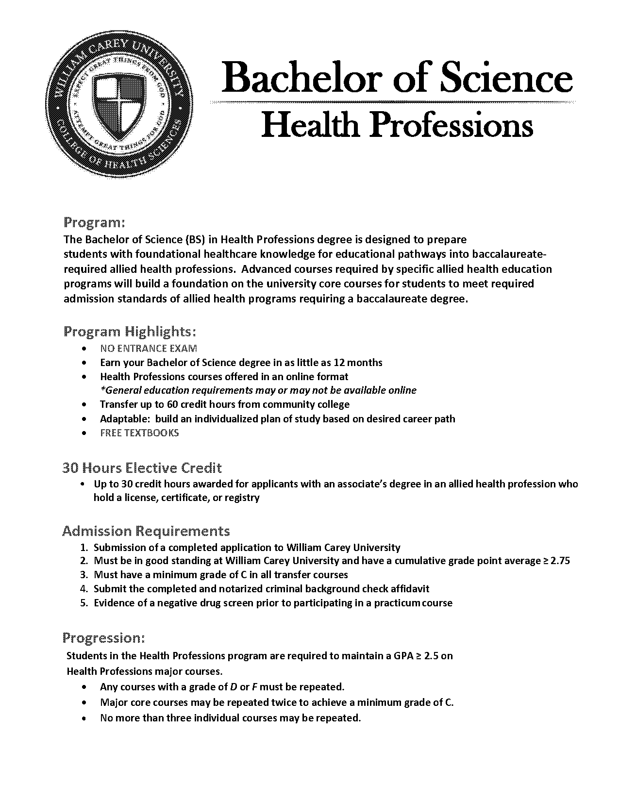 allied health professions education requirements