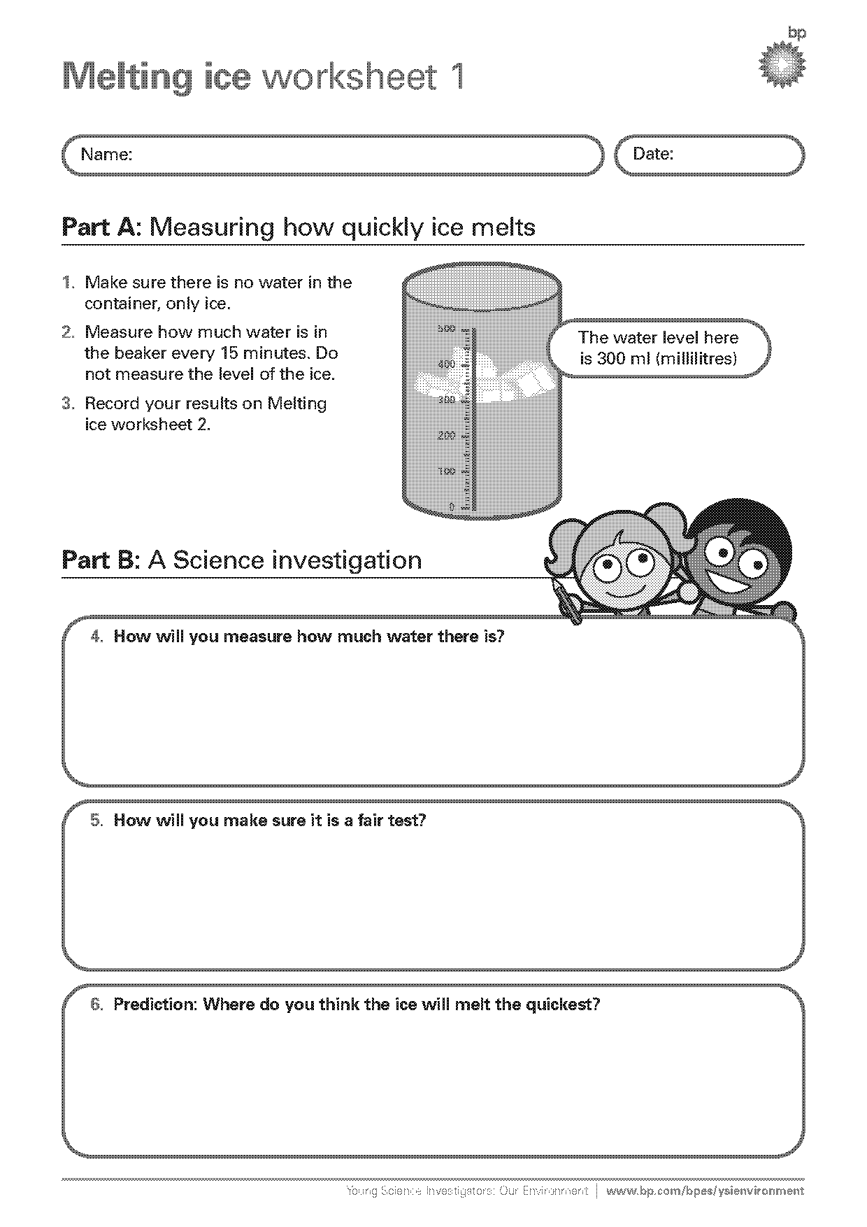 melting ice experiment worksheet