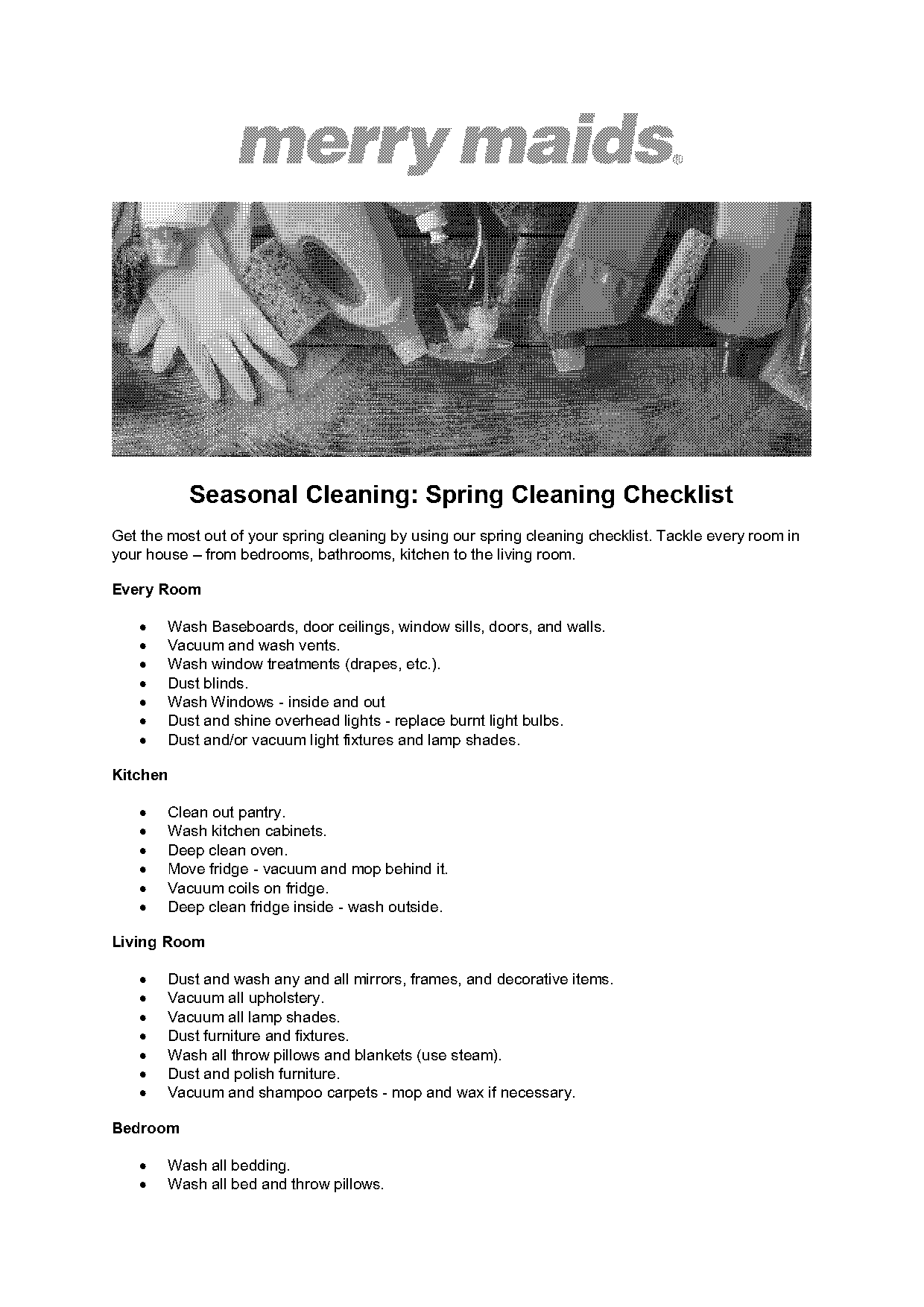 winter deep cleaning checklist