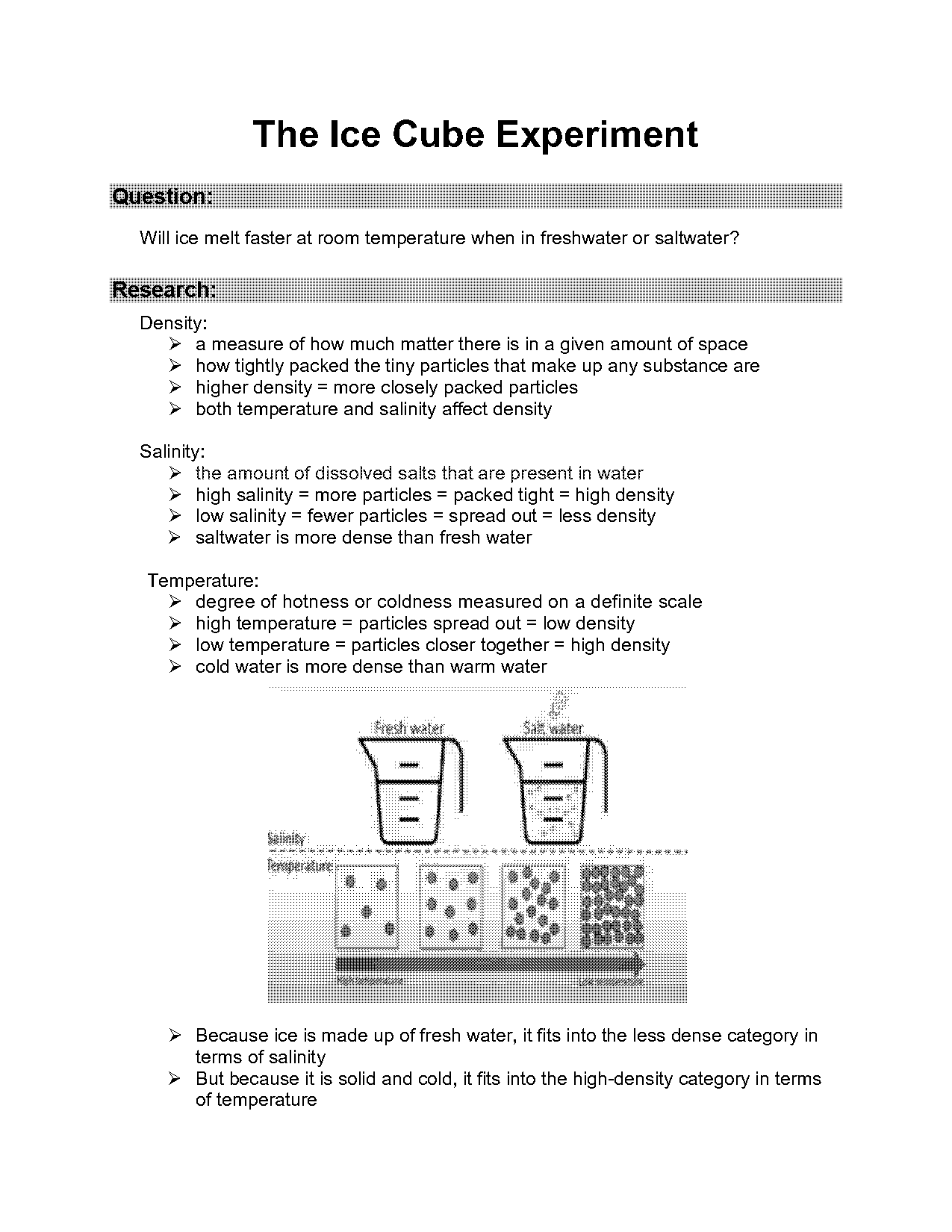 melting ice experiment worksheet