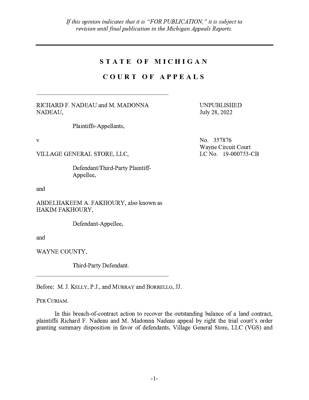 wayne county land contract