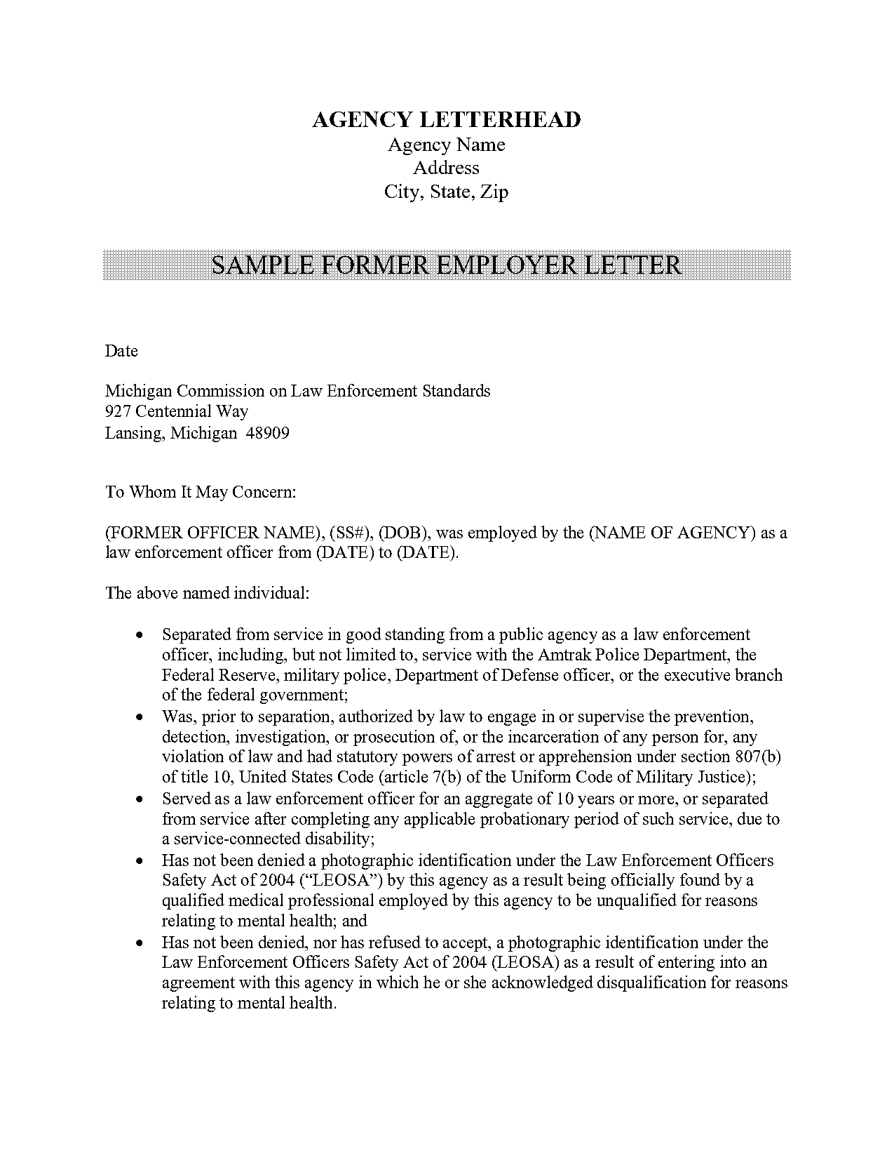 sample letter separation agreement